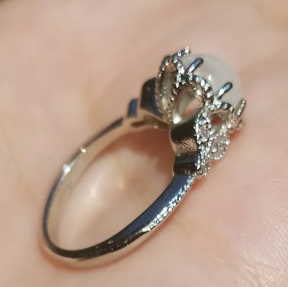 Silver Round Cat Eye Crown Vintage style Ring - Picture 7 of 7